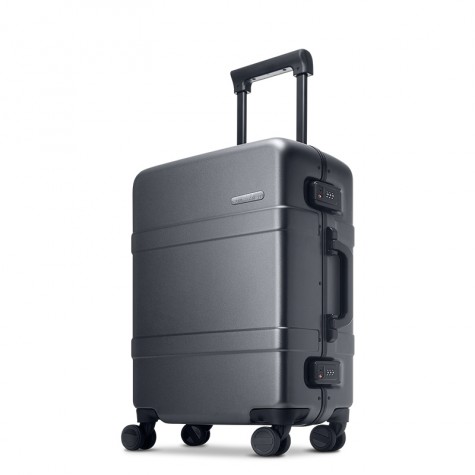 RunMi 90 Points Classic Aluminum Box Suitcase 20" Dark Gray