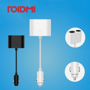 Roidmi 1 to 2 Car Cigarette Lighter Charger Adapter Black