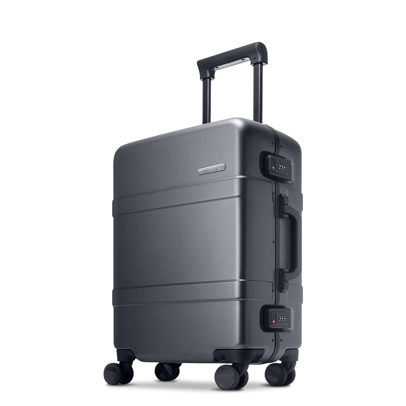 RunMi 90 Points Classic Aluminum Box Suitcase 24" Dark Gray