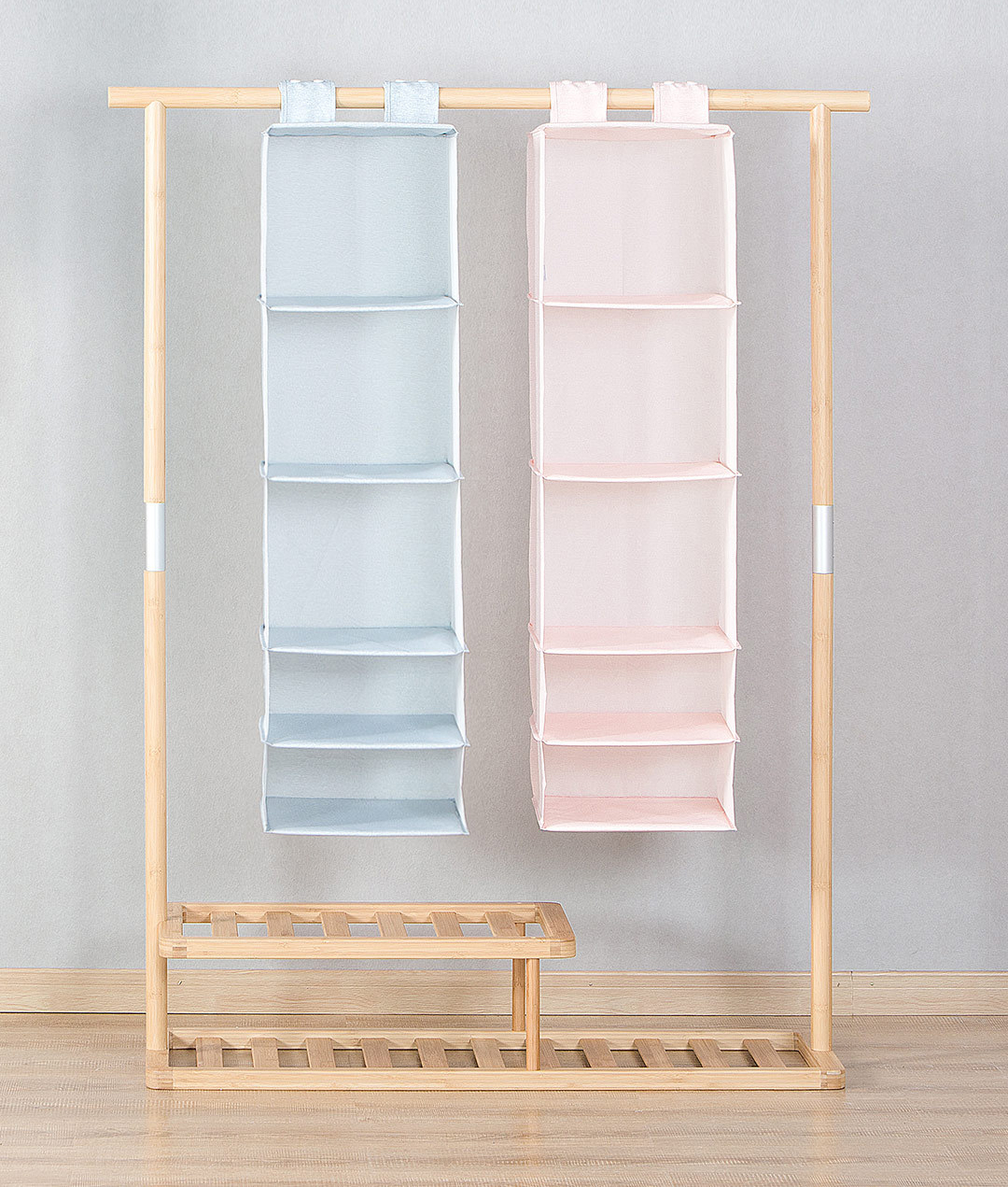 Nature Household 5 Compartment Hanging Fabric Storage Organizer Keeps Your Things Organised Two Colors